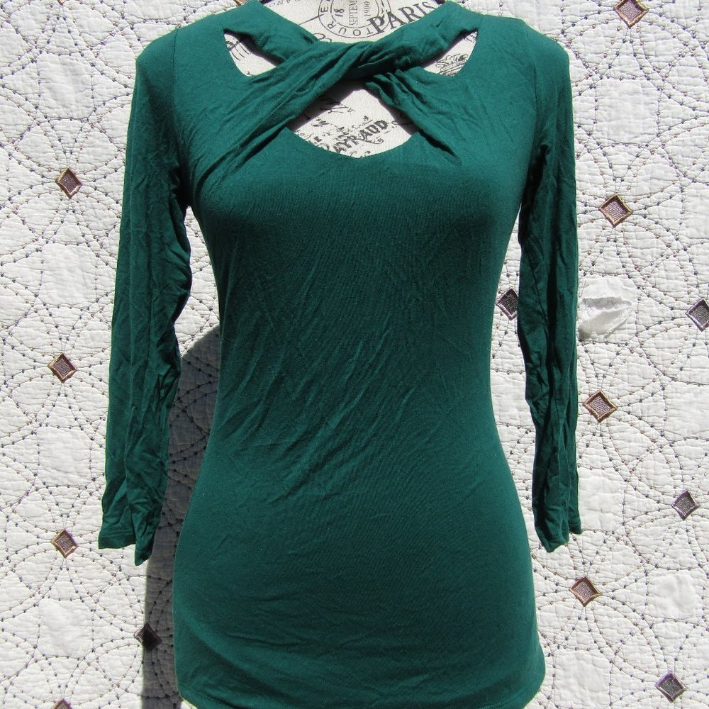 EUC INC Green Faux Knot Blouse S
